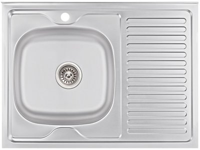 Кухонна мийка Lidz 6080-L Satin 0,6 мм (LIDZ6080L06SAT) 1002806 фото