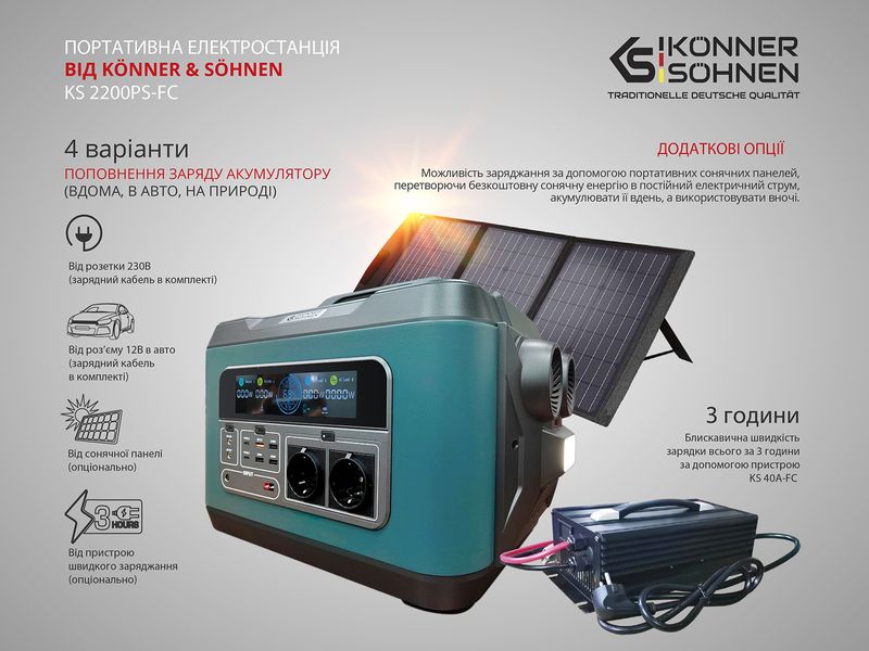 Электростанция портативная Konner&Sohnen KS 2200PS-FC 1007767 фото