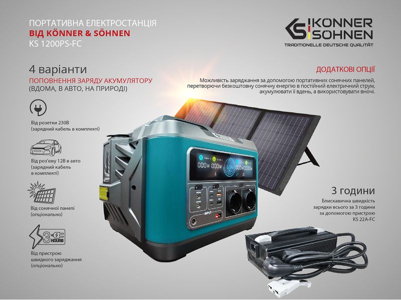 Электростанция портативная Konner&Sohnen KS 1200PS-FC 1007768 фото