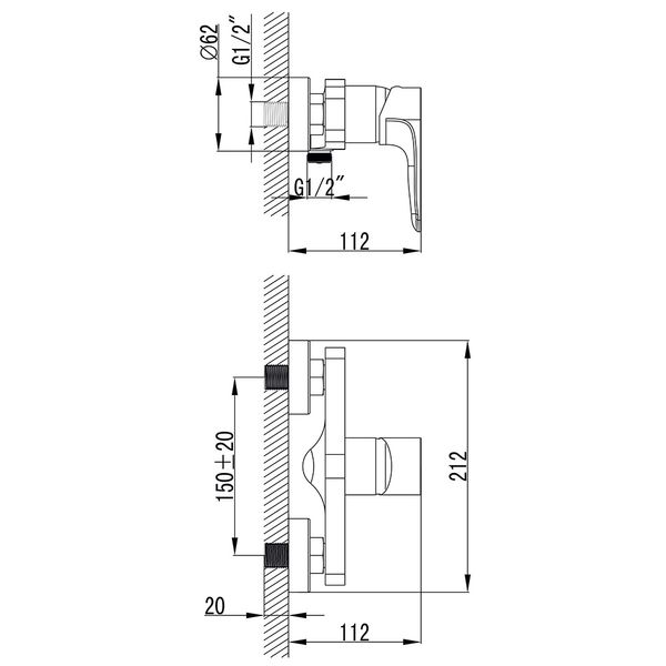 Смеситель для душа Maggiore CORSO BE-1D122C (9608300) 1010322 фото