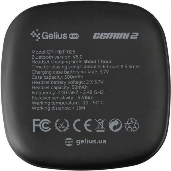 Навушники Gelius Pro Twins Gemini 2 HBT-025 Black 1003964 фото