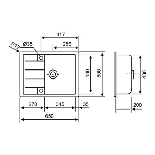 Кухонная мойка Lidz 650x500/200 COL-06 (LIDZCOL06650500200) 1002814 фото