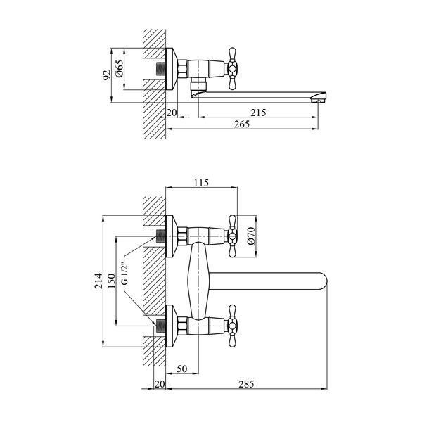 Смеситель для кухни настенный Kroner KRP Royce - C040 1010510 фото