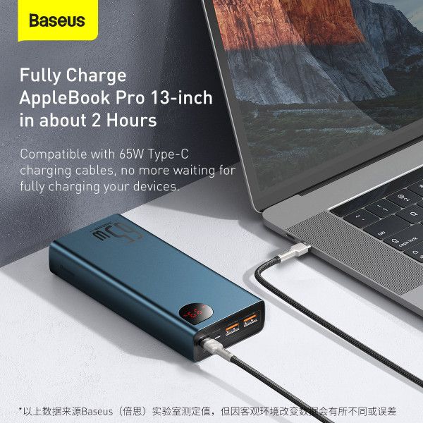 Универсальная мобильная батарея Baseus Adaman Metal Digital Display 20000mAh 65W Blue (PPIMDA-D03) 1007846 фото